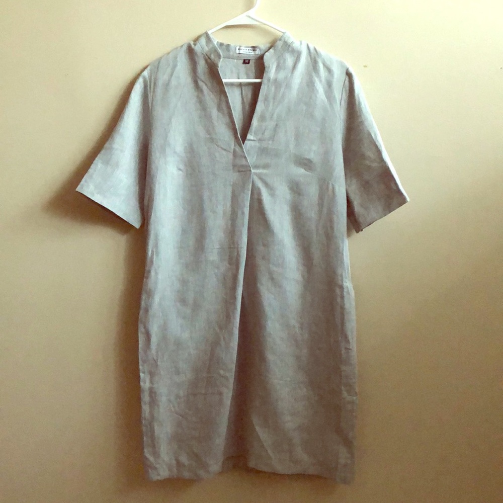 Contemporary grey linen dress